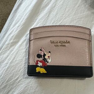 kate spade blush pink and black Minnie Mouse card holder